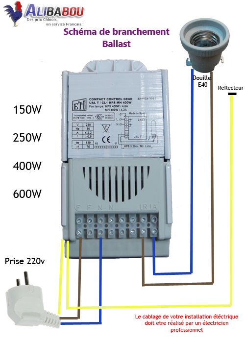 Schéma de branchement Ballast ETI